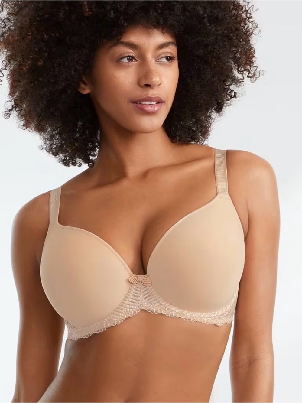 WACOAL La Femme Plunge Underwire T-Shirt Bra Sand Lace  | 38G | #853117